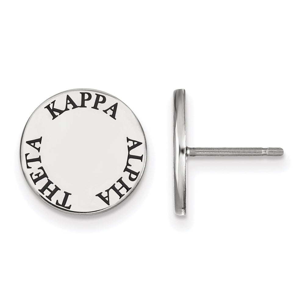 Sterling Silver Rhodium-plated LogoArt Kappa Alpha Theta Sorority Text Color Enamel Post Earrings