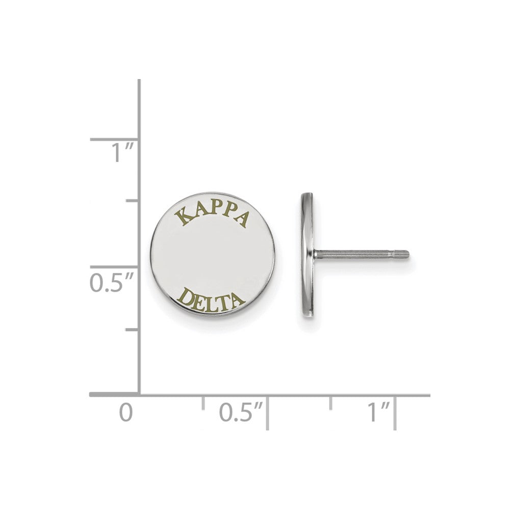 Sterling Silver Rhodium-plated LogoArt Kappa Delta Sorority Text Color Enamel Post Earrings