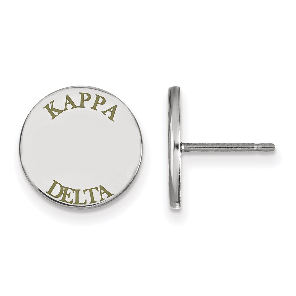 Sterling Silver Rhodium-plated LogoArt Kappa Delta Sorority Text Color Enamel Post Earrings