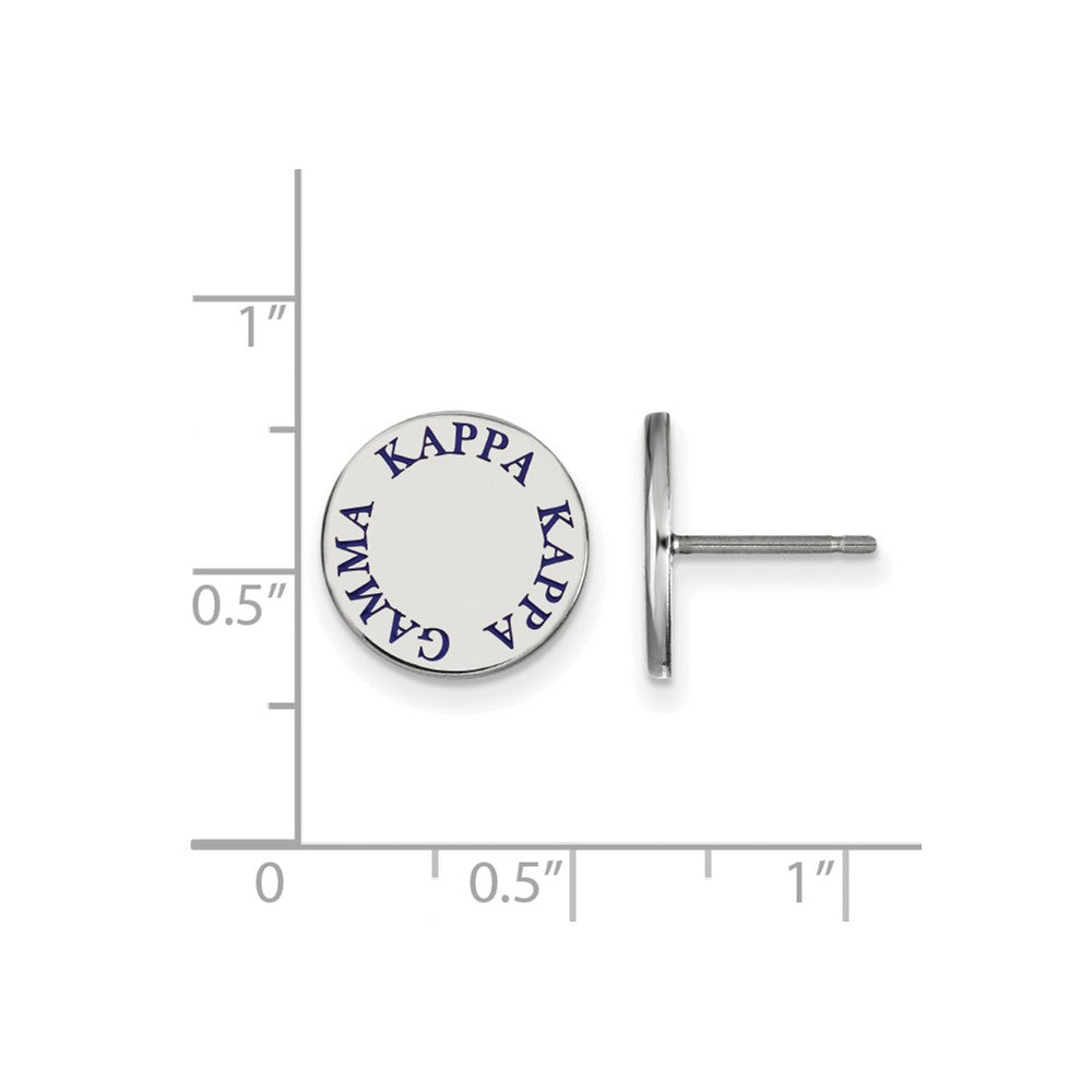 Sterling Silver Rhodium-plated LogoArt Kappa Kappa Gamma Sorority Text Color Enamel Post Earrings