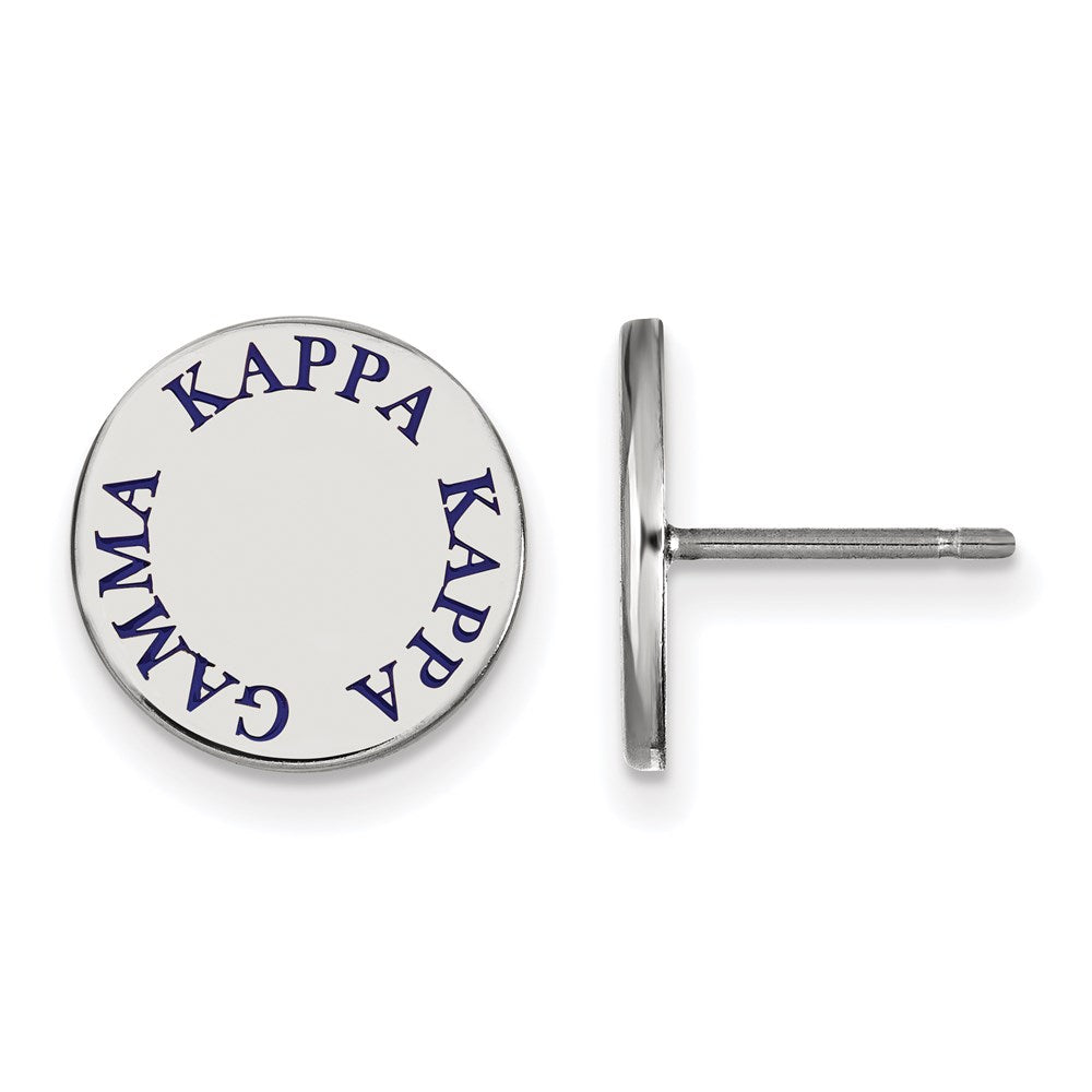 Sterling Silver Rhodium-plated LogoArt Kappa Kappa Gamma Sorority Text Color Enamel Post Earrings