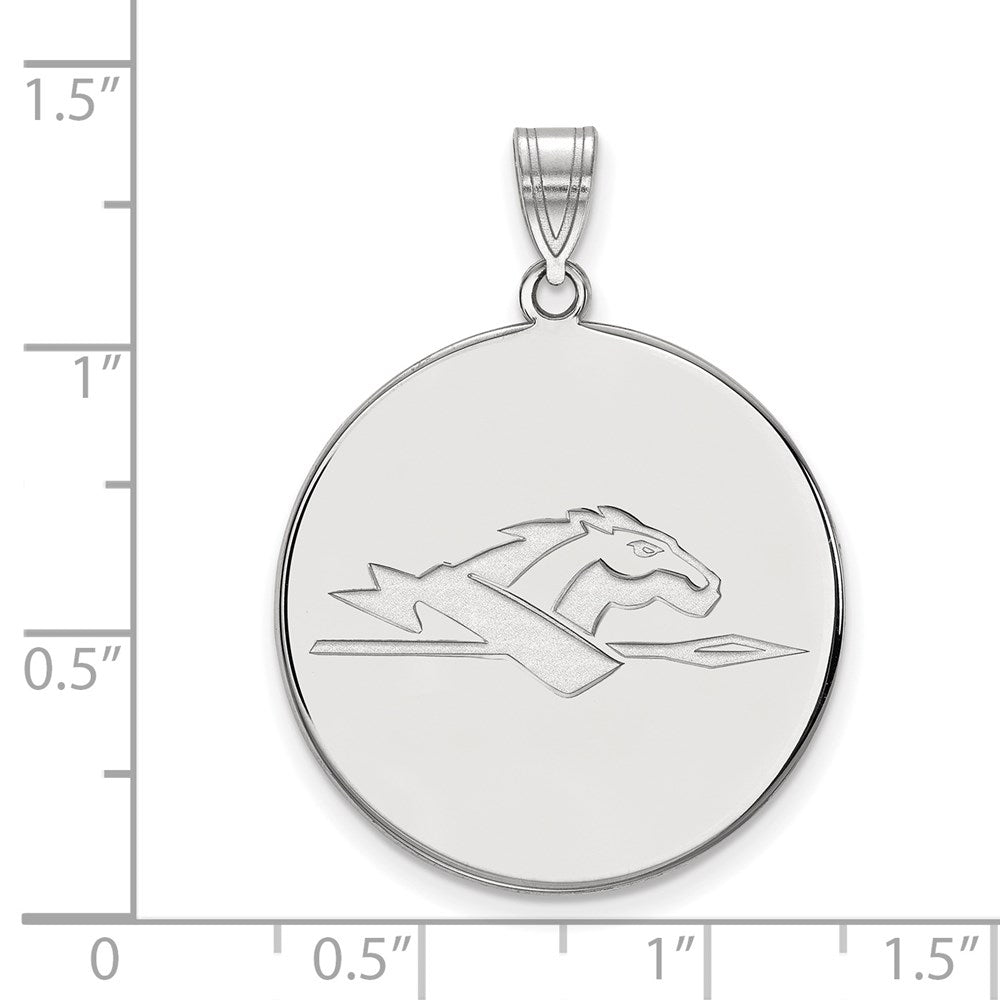 Sterling Silver Rhodium-plated LogoArt Longwood University Horse Extra Large Disc Pendant