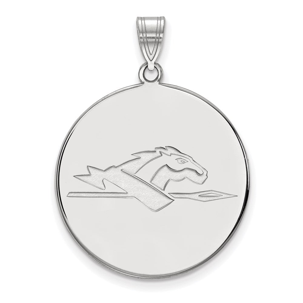 14k White Gold LogoArt Longwood University Horse Extra Large Disc Pendant