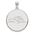 10k White Gold LogoArt Longwood University Horse Extra Large Disc Pendant