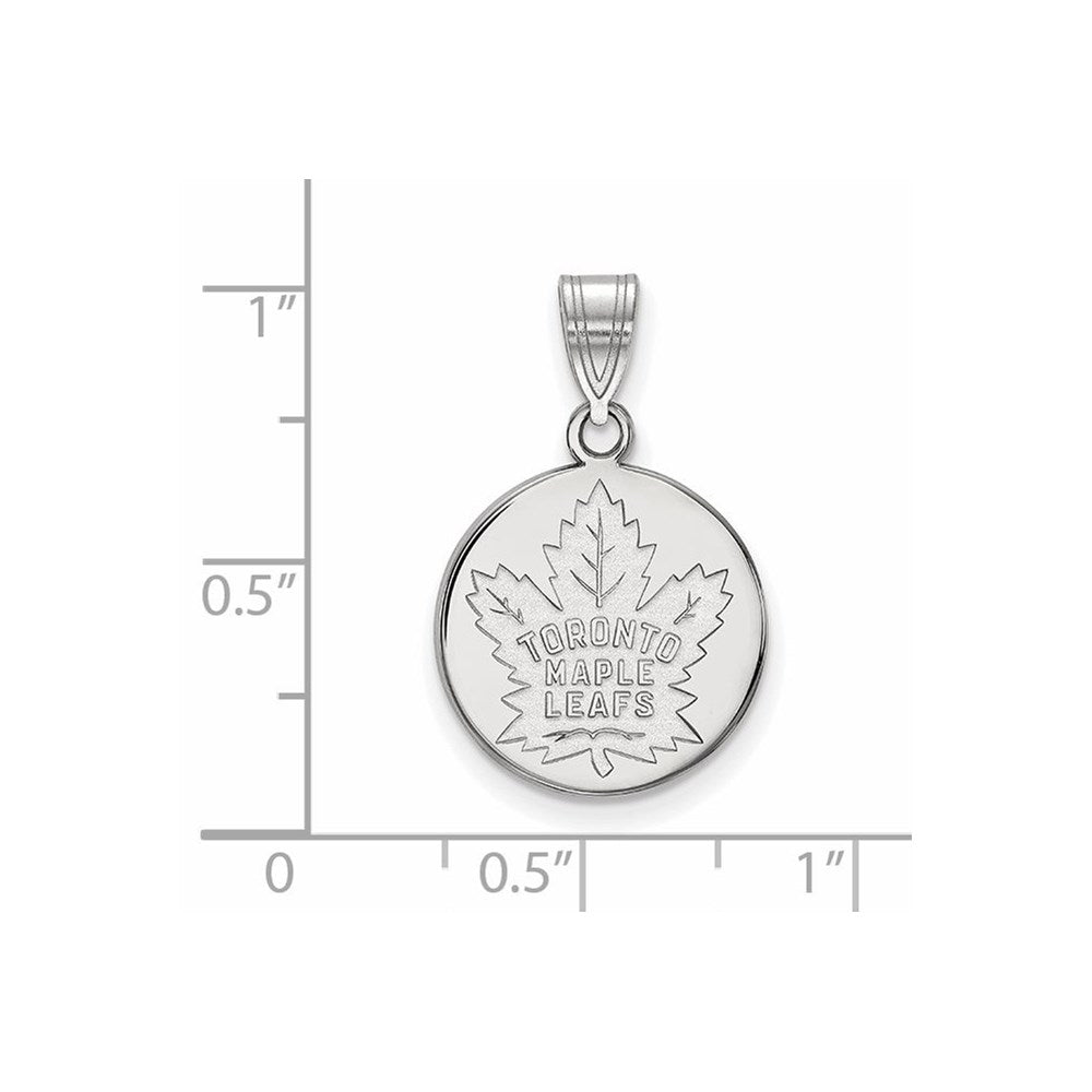 Sterling Silver Rhodium-plated NHL LogoArt Toronto Maple Leafs Medium Disc Pendant