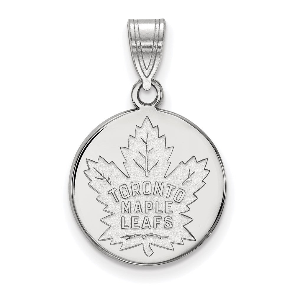 14k White Gold NHL LogoArt Toronto Maple Leafs Medium Disc Pendant