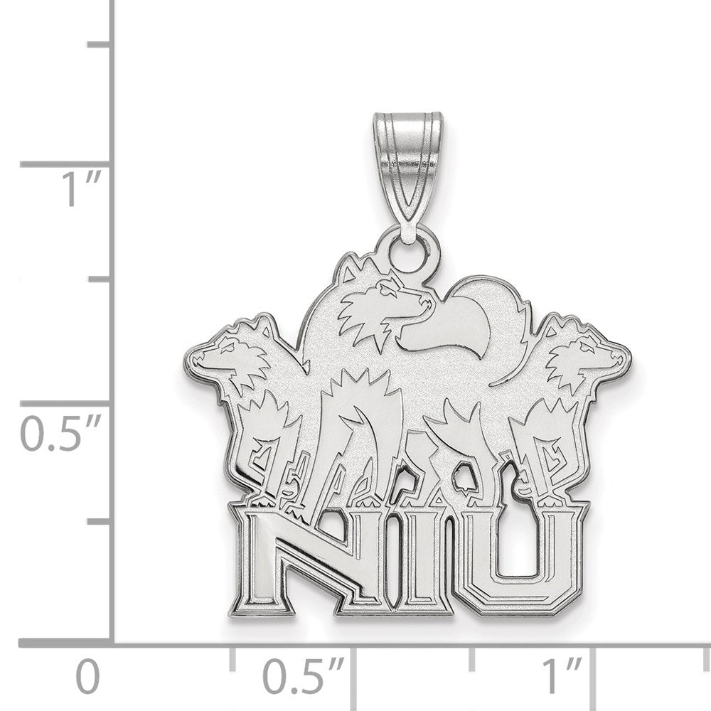 10k White Gold LogoArt Northern Illinois University N-I-U with Huskies Large Pendant