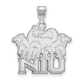 10k White Gold LogoArt Northern Illinois University N-I-U with Huskies Large Pendant