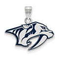 Sterling Silver Rhodium-plated NHL LogoArt Nashville Predators Small Enameled Pendant