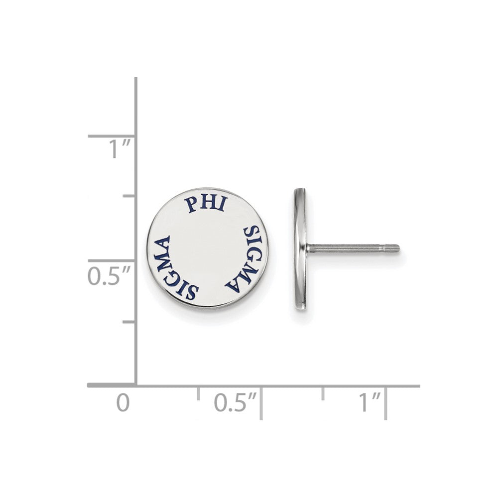 Sterling Silver Rhodium-plated LogoArt Phi Sigma Sigma Sorority Text Color Enamel Post Earrings