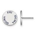 Sterling Silver Rhodium-plated LogoArt Phi Sigma Sigma Sorority Text Color Enamel Post Earrings