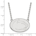 10k White Gold LogoArt Penn State University Lion Large Pendant 18 inch Necklace
