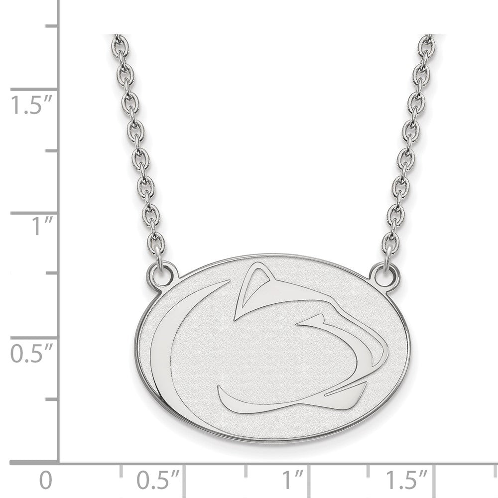 Sterling Silver Rhodium-plated LogoArt Penn State University Lion Large Pendant 18 inch Necklace