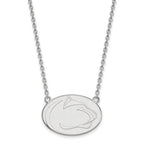 10k White Gold LogoArt Penn State University Lion Large Pendant 18 inch Necklace