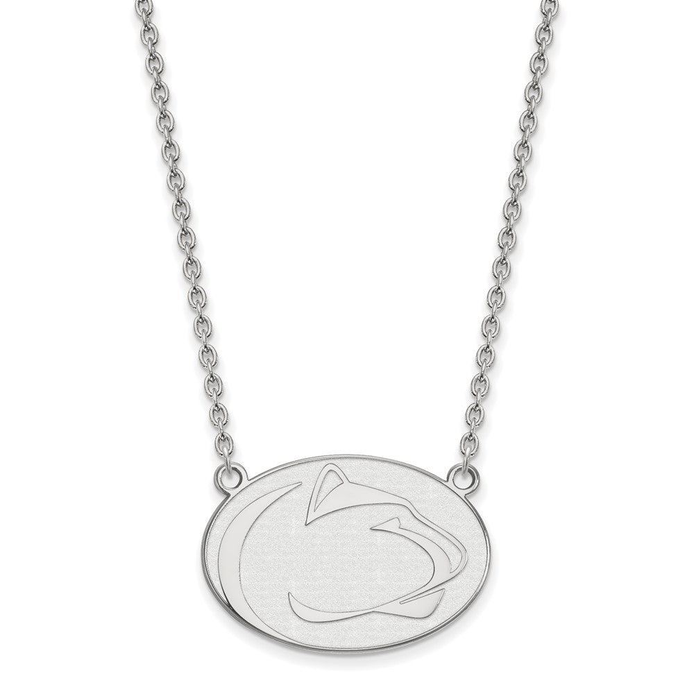 Sterling Silver Rhodium-plated LogoArt Penn State University Lion Large Pendant 18 inch Necklace