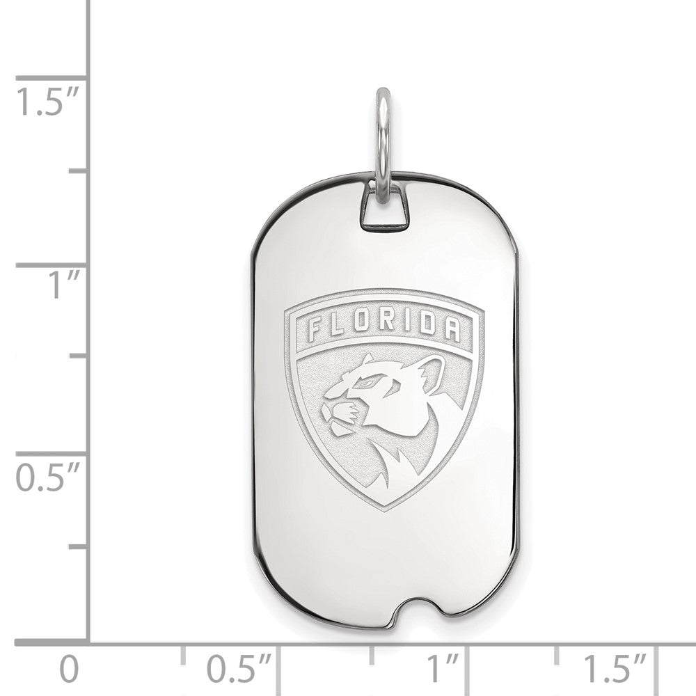 Sterling Silver Rhodium-plated NHL LogoArt Florida Panthers Small Dog Tag Pendant