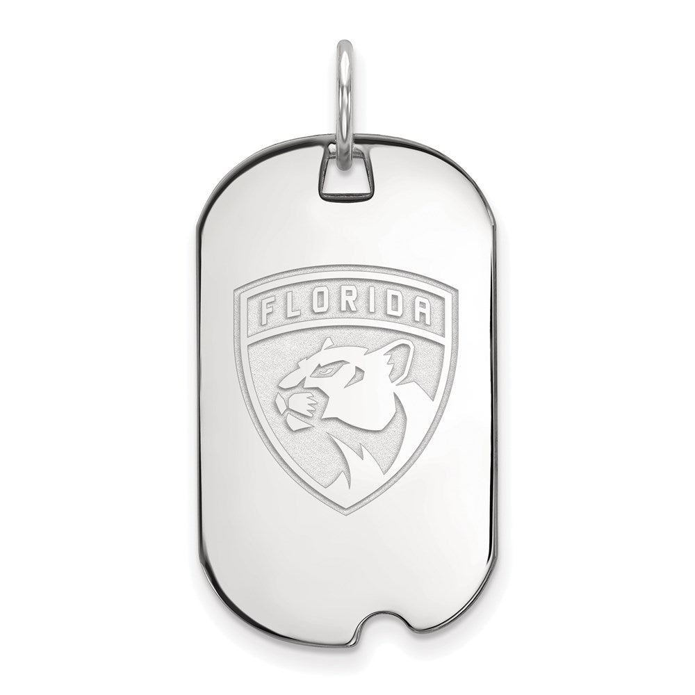 Sterling Silver Rhodium-plated NHL LogoArt Florida Panthers Small Dog Tag Pendant