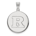10k White Gold LogoArt Rutgers University Letter R Large Disc Pendant