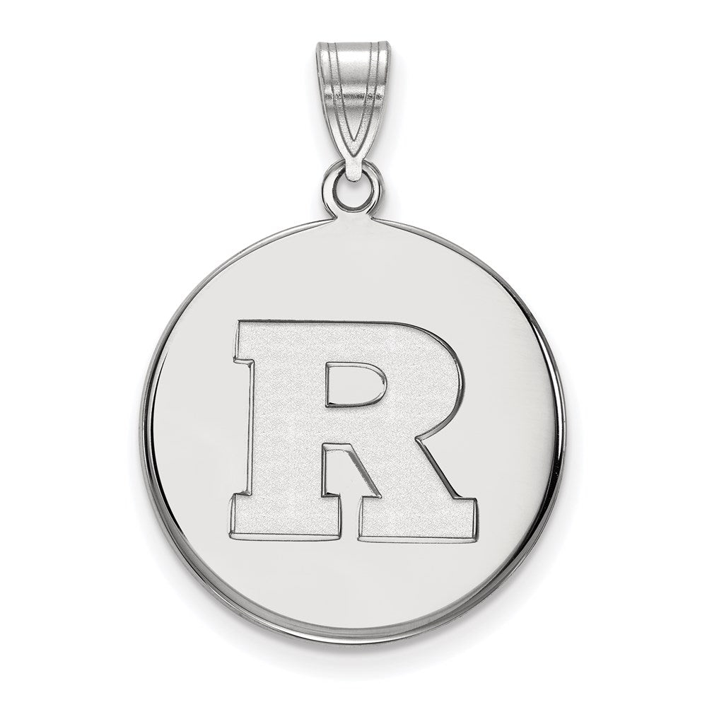 10k White Gold LogoArt Rutgers University Letter R Large Disc Pendant