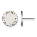 Sterling Silver Rhodium-plated LogoArt Sigma Delta Tau Sorority Text Color Enamel Post Earrings