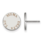Sterling Silver Rhodium-plated LogoArt Sigma Delta Tau Sorority Text Color Enamel Post Earrings