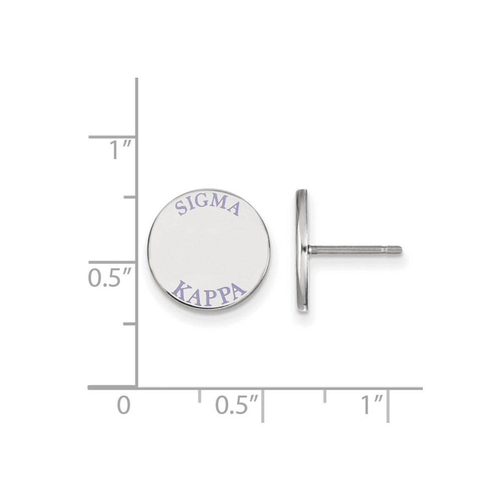 Sterling Silver Rhodium-plated LogoArt Sigma Kappa Sorority Text Color Enamel Post Earrings