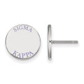 Sterling Silver Rhodium-plated LogoArt Sigma Kappa Sorority Text Color Enamel Post Earrings