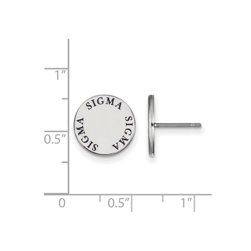 Sterling Silver Rhodium-plated LogoArt Sigma Sigma Sigma Sorority Text Color Enamel Post Earrings