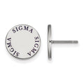 Sterling Silver Rhodium-plated LogoArt Sigma Sigma Sigma Sorority Text Color Enamel Post Earrings