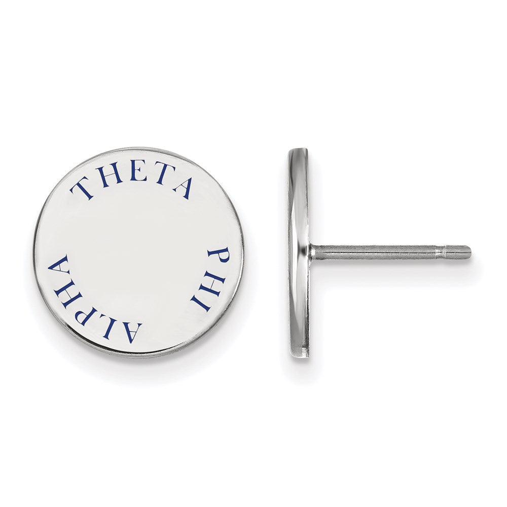 Sterling Silver Rhodium-plated LogoArt Theta Phi Alpha Sorority Text Color Enamel Post Earrings