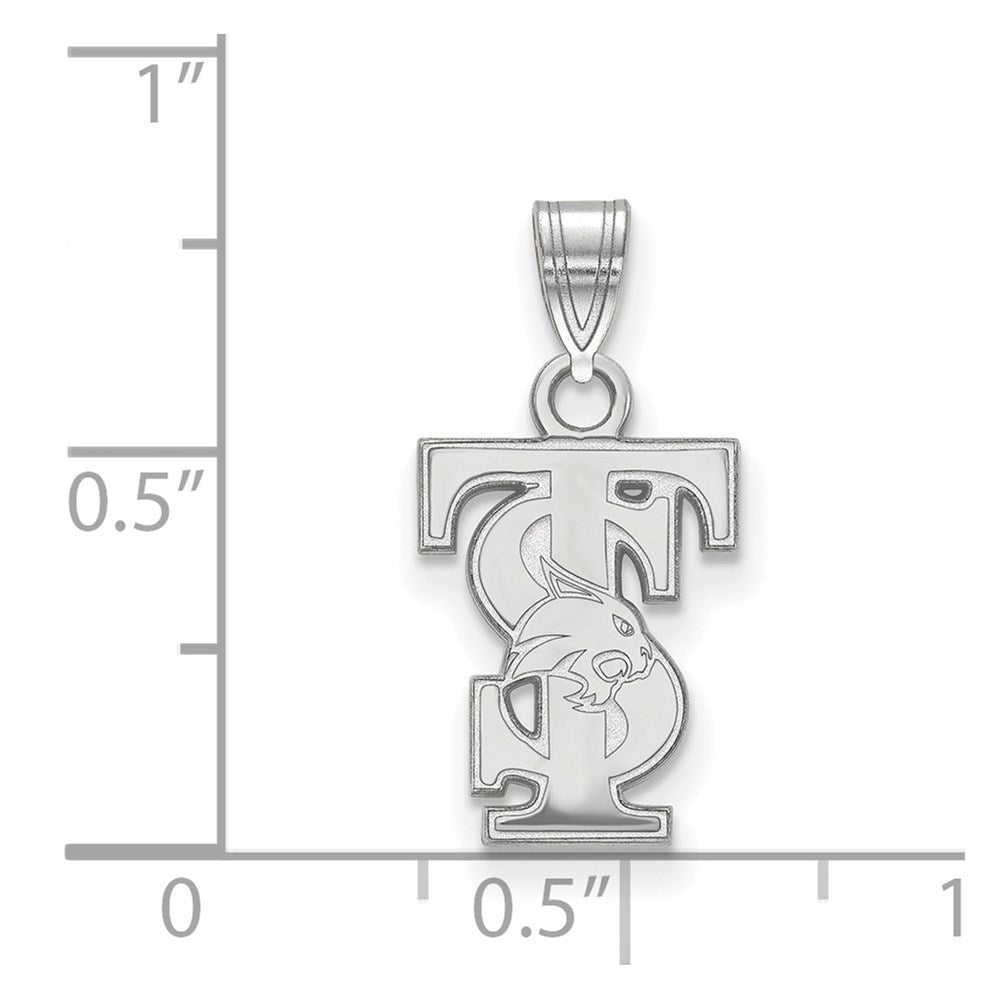 Sterling Silver Rhodium-plated LogoArt Texas State University T-S Small Pendant