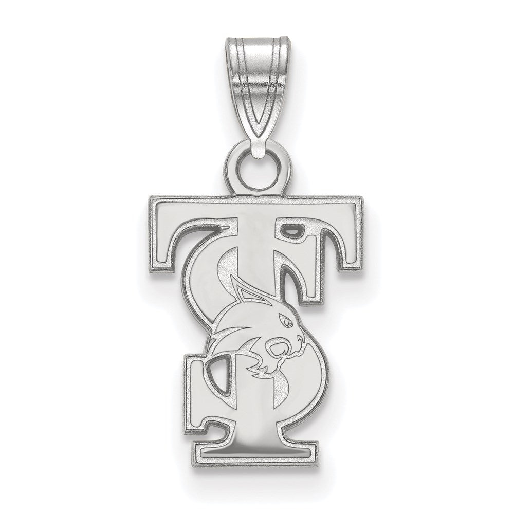 Sterling Silver Rhodium-plated LogoArt Texas State University T-S Small Pendant