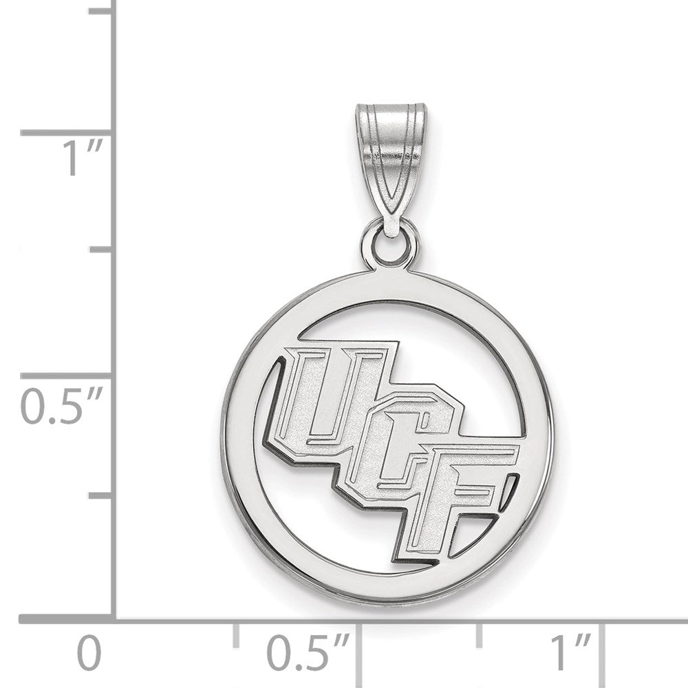 Sterling Silver Rhodium-plated LogoArt University of Central Florida U-C-F Medium Circle Pendant