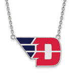 Sterling Silver Rhodium-plated LogoArt University of Dayton Large Enameled Pendant 18 inch Necklace