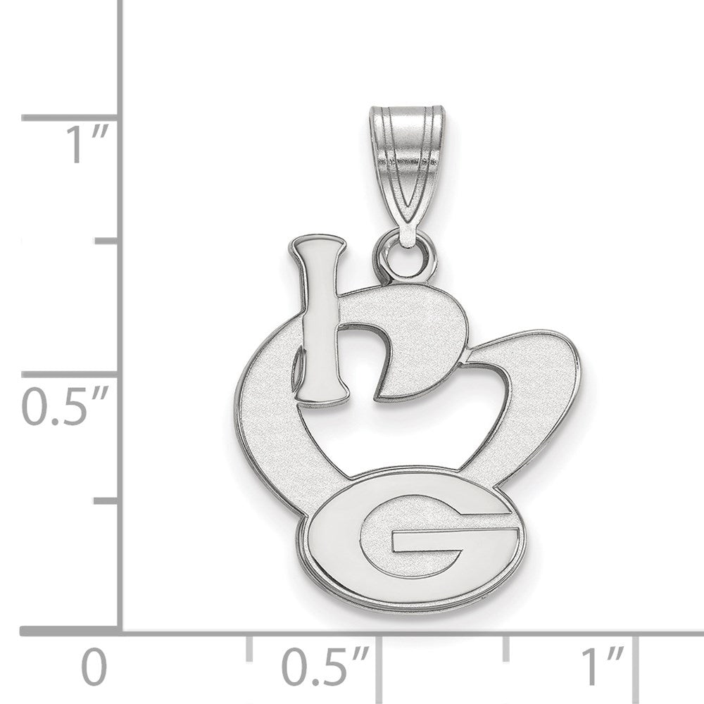 Sterling Silver Rhodium-plated LogoArt University of Georgia Medium I Heart Letter G Pendant