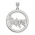 Sterling Silver Rhodium-plated LogoArt University of Nebraska Huskers Large Circle Pendant