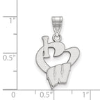Sterling Silver Rhodium-plated LogoArt University of Wisconsin Large I Heart Pendant