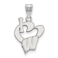 Sterling Silver Rhodium-plated LogoArt University of Wisconsin Large I Heart Pendant