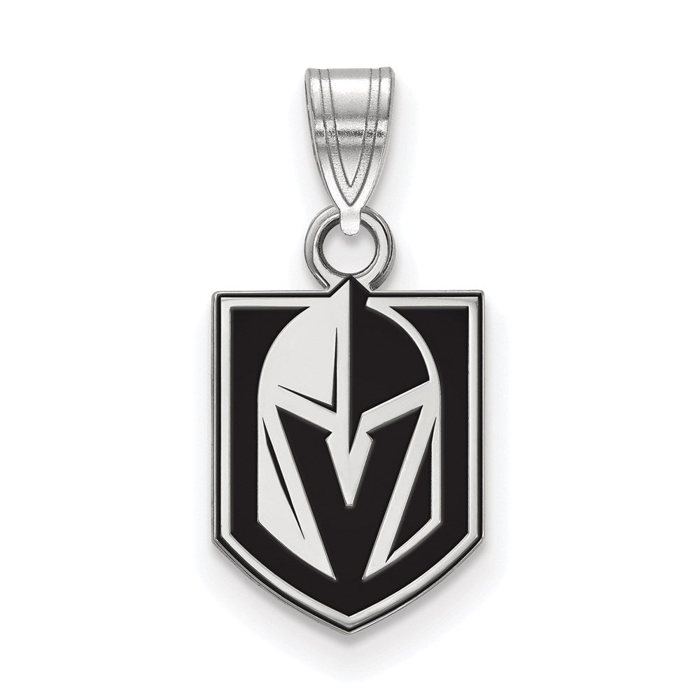 Sterling Silver Rhodium-plated NHL LogoArt NHL Vegas Golden Knights Small Enameled Pendant