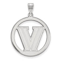 Sterling Silver Rhodium-plated LogoArt Villanova University Letter V Large Circle Pendant