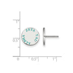Sterling Silver Rhodium-plated LogoArt Zeta Tau Alpha Sorority Text Color Enamel Post Earrings
