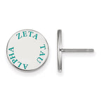 Sterling Silver Rhodium-plated LogoArt Zeta Tau Alpha Sorority Text Color Enamel Post Earrings