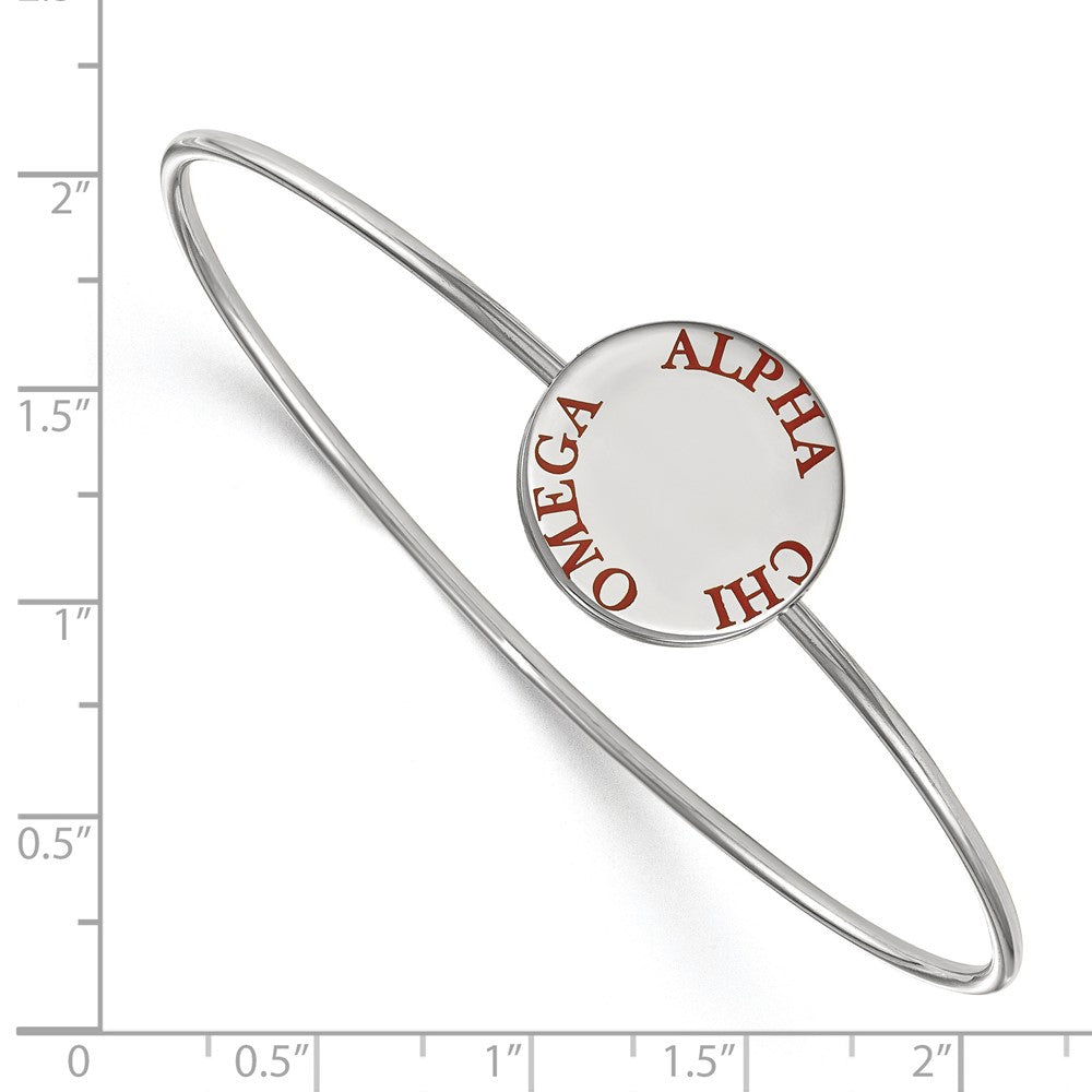 Sterling Silver Rh-plated LogoArt Alpha Chi Omega Enameled Slip-on Bangle