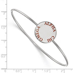Sterling Silver Rh-plated LogoArt Alpha Chi Omega Enameled Slip-on Bangle