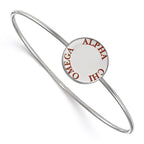 Sterling Silver Rh-plated LogoArt Alpha Chi Omega Enameled Slip-on Bangle