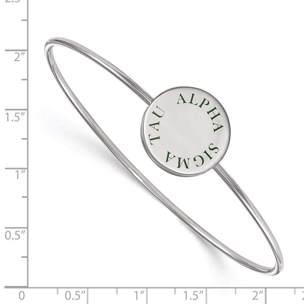 Sterling Silver Rh-plated LogoArt Alpha Sigma Tau Enameled Slip-on Bangle