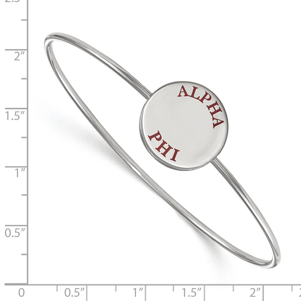 Sterling Silver Rh-plated LogoArt Alpha Phi Enameled Slip-on Bangle