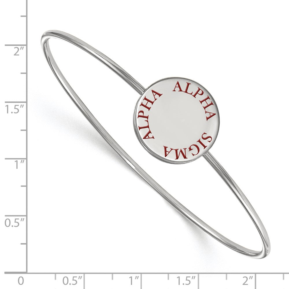 Sterling S. Rh-plated LogoArt Alpha Sigma Alpha Enameled Slip-on Bangle