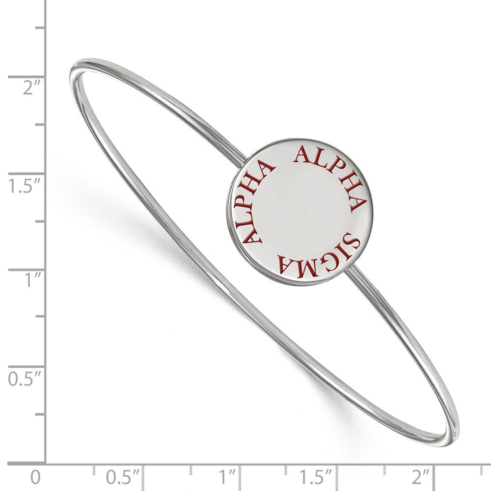 Sterling S. Rh-plated LogoArt Alpha Sigma Alpha Enameled Slip-on Bangle