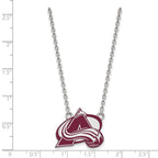Sterling Silver Rhodium-plated NHL LogoArt Colorado Avalanche Letter A Large Enameled Pendant 18 inch Necklace